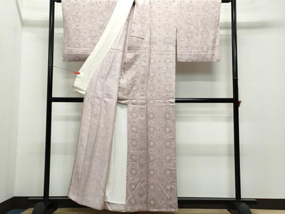 平和屋着物▽上質な小紋　単衣　蜀江花文　正絹　逸品　CAAQ0032vf