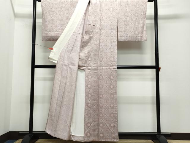 平和屋着物▽上質な小紋　単衣　蜀江花文　正絹　逸品　CAAQ0032vf