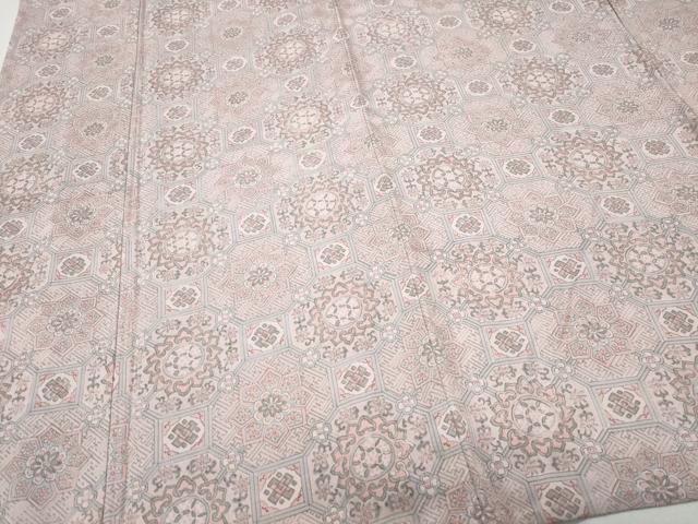 平和屋着物▽上質な小紋　単衣　蜀江花文　正絹　逸品　CAAQ0032vf