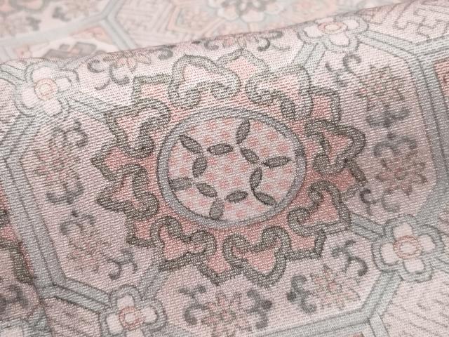 平和屋着物▽上質な小紋　単衣　蜀江花文　正絹　逸品　CAAQ0032vf