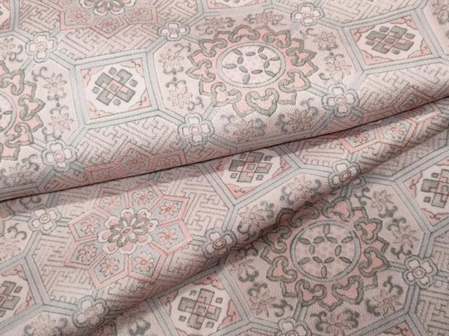 平和屋着物▽上質な小紋　単衣　蜀江花文　正絹　逸品　CAAQ0032vf