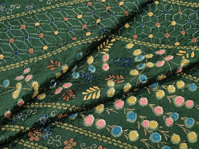 平和屋着物▽上質な小紋 単衣 絞り 草花文 金彩 正絹 逸品 CAAQ0036vf