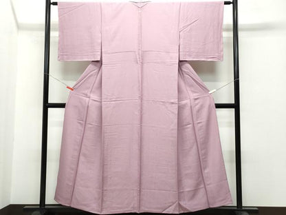 平和屋着物▽上質な色無地　単衣　梅鼠色　正絹　逸品　CAAQ0037vf