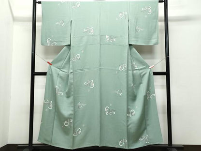平和屋着物▽上質な小紋 単衣 舞蝶花文 金彩 正絹 逸品 CAAQ0038vf