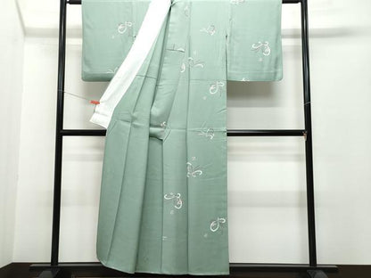 平和屋着物▽上質な小紋 単衣 舞蝶花文 金彩 正絹 逸品 CAAQ0038vf