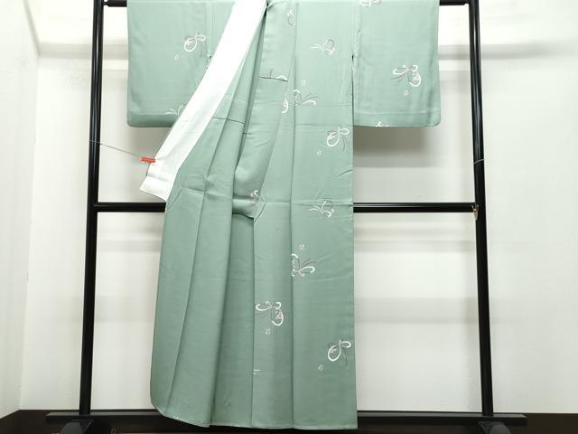 平和屋着物▽上質な小紋 単衣 舞蝶花文 金彩 正絹 逸品 CAAQ0038vf