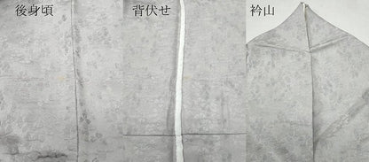 平和屋着物▽上質な色無地　単衣　舞花地紋　源氏鼠色　正絹　逸品　CAAQ0039vf