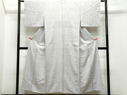 平和屋着物▽上質な色無地　単衣　舞花地紋　源氏鼠色　正絹　逸品　CAAQ0039vf