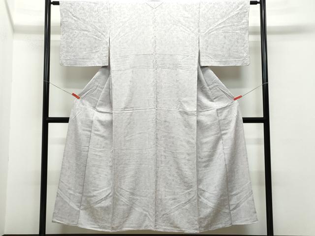 平和屋着物▽上質な色無地　単衣　舞花地紋　源氏鼠色　正絹　逸品　CAAQ0039vf