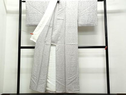 平和屋着物▽上質な色無地　単衣　舞花地紋　源氏鼠色　正絹　逸品　CAAQ0039vf