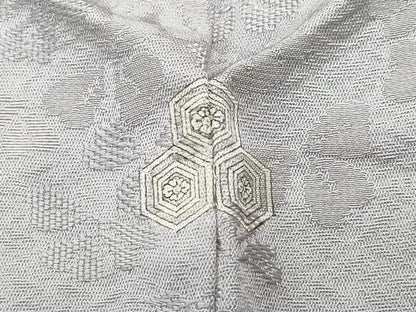 平和屋着物▽上質な色無地　単衣　舞花地紋　源氏鼠色　正絹　逸品　CAAQ0039vf