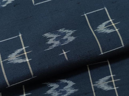平和屋着物▽上質な紬 単衣 絣文様 正絹 逸品 CAAQ0045vf