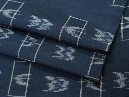 平和屋着物▽上質な紬 単衣 絣文様 正絹 逸品 CAAQ0045vf