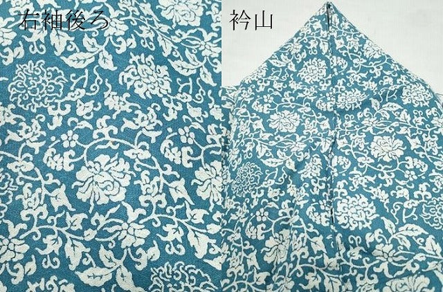 平和屋着物▽上質な小紋 単衣 花唐草文 正絹 逸品 CAAQ0049vf