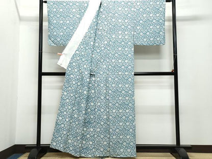 平和屋着物▽上質な小紋 単衣 花唐草文 正絹 逸品 CAAQ0049vf