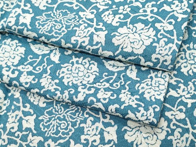 平和屋着物▽上質な小紋 単衣 花唐草文 正絹 逸品 CAAQ0049vf