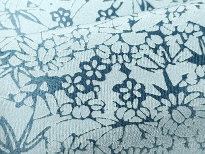 平和屋着物▽上質な小紋 単衣 藍 ふくら雀 草花文 正絹 逸品 CAAQ0050vf