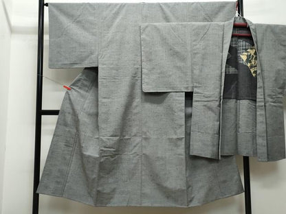 平和屋着物▽男性 色無地 単衣 アンサンブル 煤竹色 CAAQ0054vf