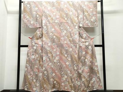 平和屋着物▽上質な小紋 単衣 花鳥文 正絹 逸品 CAAQ0056vf