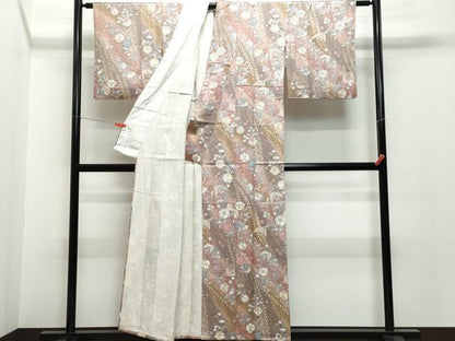 平和屋着物▽上質な小紋 単衣 花鳥文 正絹 逸品 CAAQ0056vf
