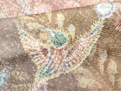平和屋着物▽上質な小紋 単衣 花鳥文 正絹 逸品 CAAQ0056vf