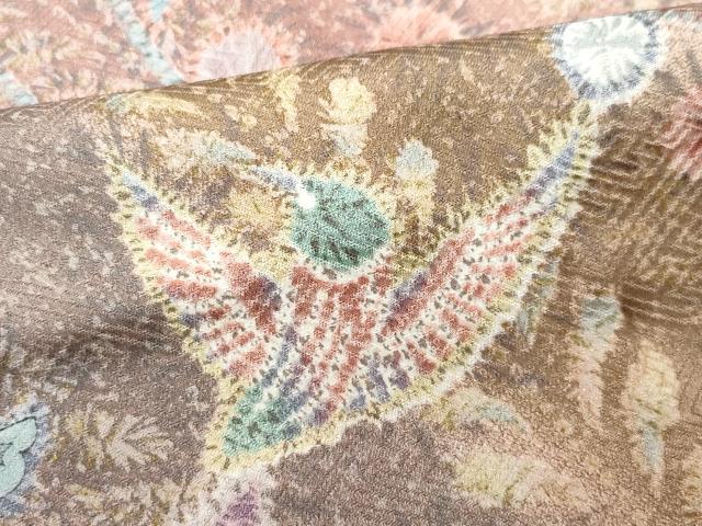 平和屋着物▽上質な小紋 単衣 花鳥文 正絹 逸品 CAAQ0056vf