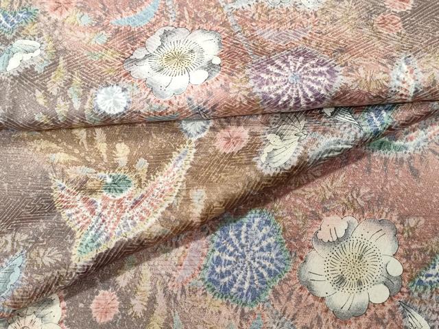 平和屋着物▽上質な小紋 単衣 花鳥文 正絹 逸品 CAAQ0056vf