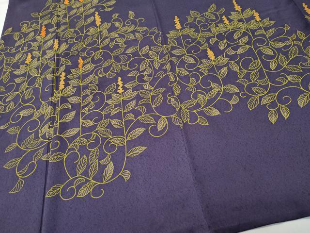 平和屋着物▽訪問着　単衣　刺繍　南天唐草文　正絹　逸品　CAAQ0057vf