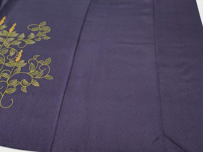 平和屋着物▽訪問着　単衣　刺繍　南天唐草文　正絹　逸品　CAAQ0057vf