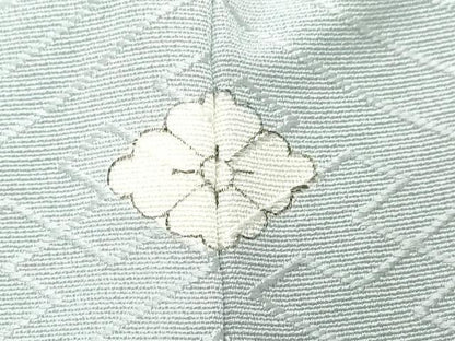 平和屋着物▽上質な色無地　単衣　紗綾形地紋　青磁鼠色　正絹　逸品　未使用　CAAQ0058vf