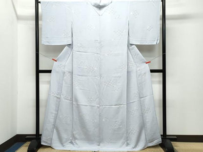 平和屋着物▽上質な小紋　単衣　七宝文　鬼しぼ縮緬　正絹　逸品　未使用　CAAQ0059vf