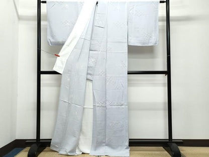 平和屋着物▽上質な小紋　単衣　七宝文　鬼しぼ縮緬　正絹　逸品　未使用　CAAQ0059vf