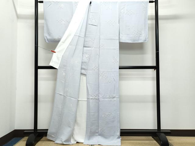 平和屋着物▽上質な小紋　単衣　七宝文　鬼しぼ縮緬　正絹　逸品　未使用　CAAQ0059vf