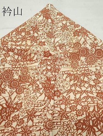 平和屋着物▽上質な小紋 単衣 型染め 草花文 鬼しぼ縮緬 正絹 逸品 CAAQ0060vf