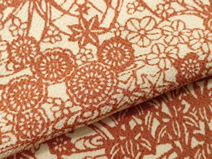 平和屋着物▽上質な小紋 単衣 型染め 草花文 鬼しぼ縮緬 正絹 逸品 CAAQ0060vf