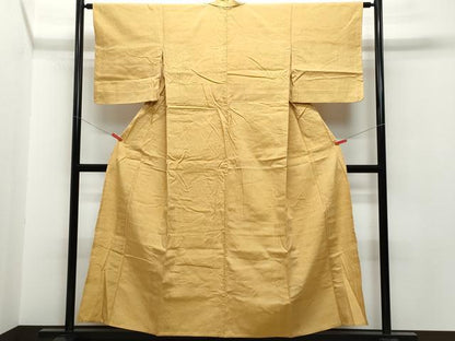 平和屋着物▽上質な紬　単衣　色無地　芝翫茶色　正絹　逸品　CAAQ0065vf
