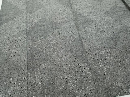 平和屋着物▽上質な小紋　単衣　切嵌文　黒地　正絹　逸品　CAAQ0067vf