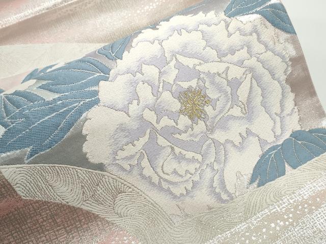 平和屋着物■六通柄袋帯　地紙重ね牡丹花文　金銀糸　正絹　逸品　CAAQ0617ng
