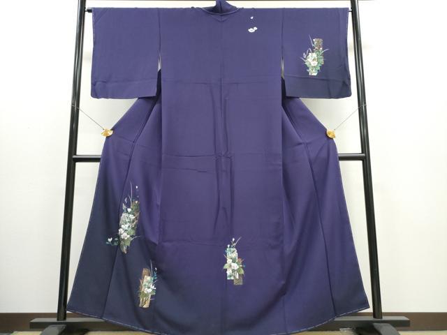 未使用品 訪問着 正絹 着物 暈し染め 風景草花文 友禅 身丈158cm 平和屋着物□訪問着 短冊草花文 暈し染め 金彩 正絹 逸品 未
