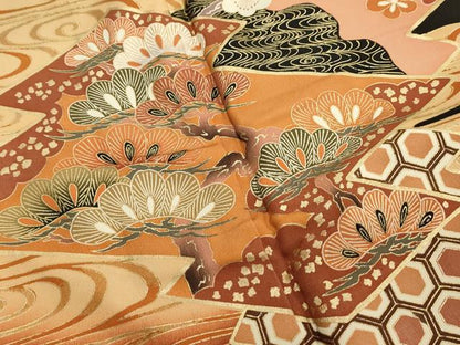 平和屋着物■豪華黒留袖 吉祥松文 金彩 正絹 逸品 CAAQ1708th