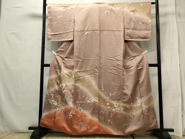 平和屋着物□訪問着 駒刺繍 草花文 暈し染め 金彩 正絹 逸品