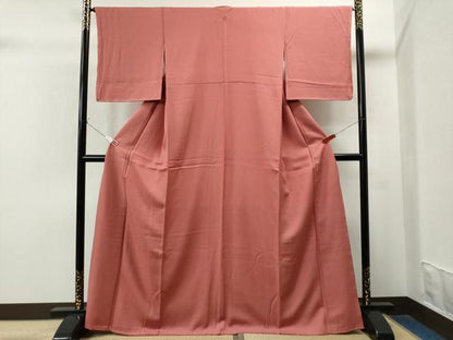 平和屋着物●上質な色無地 甚三紅色 正絹 逸品 未使用 CAAQ3071yc