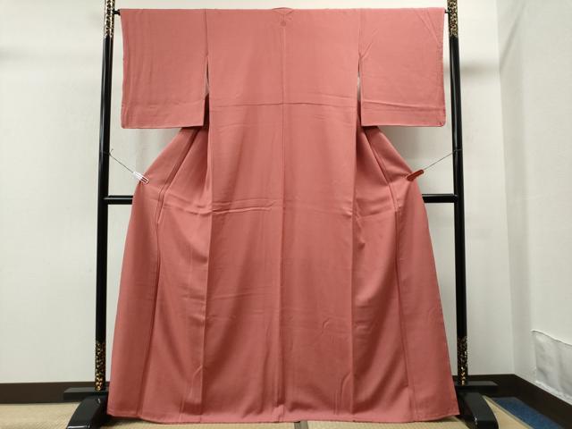 平和屋着物●上質な色無地 甚三紅色 正絹 逸品 未使用 CAAQ3071yc