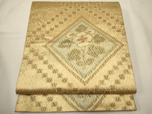平和屋着物■六通柄袋帯　羅文錦　菱花文　金糸　正絹　逸品　CAAQ3284ak