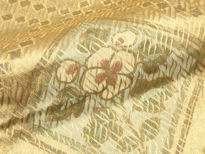 平和屋着物■六通柄袋帯　羅文錦　菱花文　金糸　正絹　逸品　CAAQ3284ak