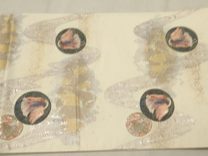 平和屋着物■太鼓柄袋帯　唐織　水禽円寿文　引箔　金銀糸　正絹　逸品　CAAQ3342ak