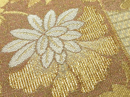 平和屋着物▼六通柄袋帯 草花文 金銀糸 正絹 逸品 CAAQ3550ak