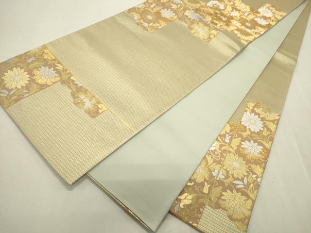 平和屋着物▼六通柄袋帯 草花文 金銀糸 正絹 逸品 CAAQ3550ak