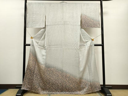 平和屋着物▽訪問着 単衣 杢目絞り 草花丸文 たたき染め 正絹 逸品 CAAQ5180dy