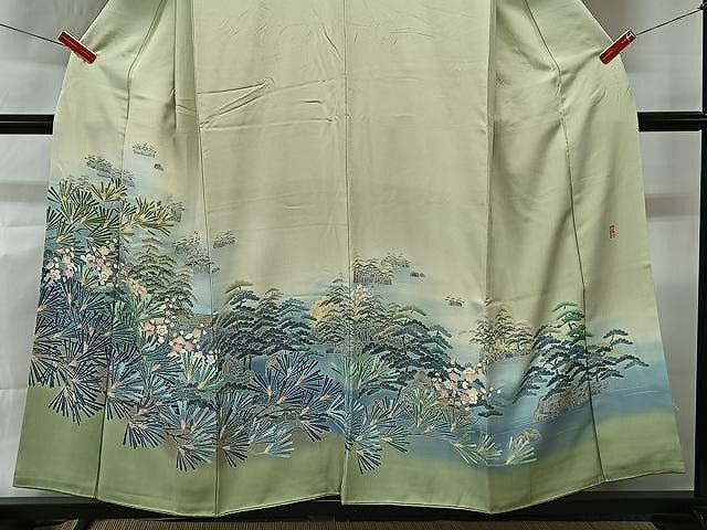平和屋着物■阿部佳雪作　色留袖　風景花文　正絹　逸品　BAAS6316kb
